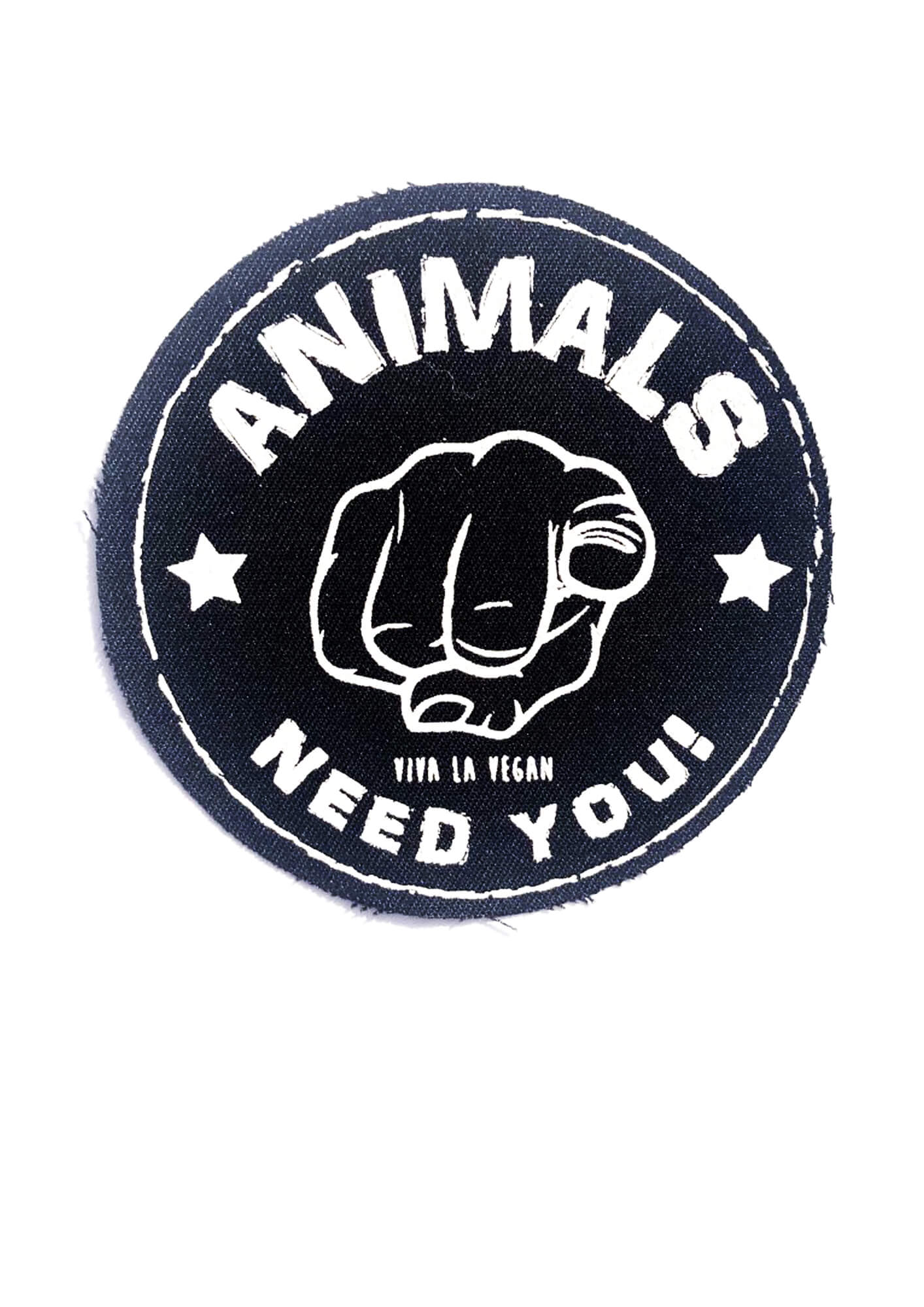Printed Patch Round - The Animals Need YOU by eco ethical brand Viva la Vegan