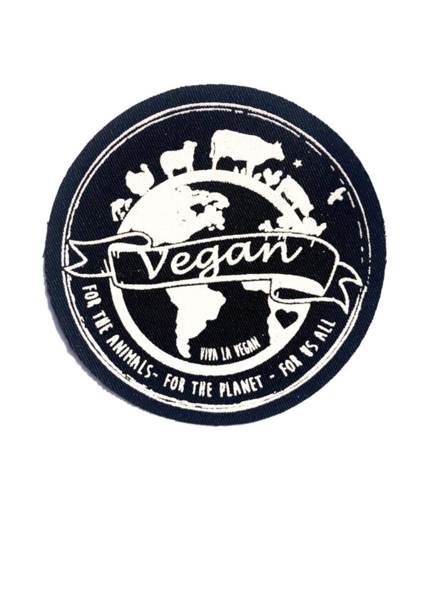 Printed Patch Round - Vegan For everything by eco ethical brand Viva La Vegan