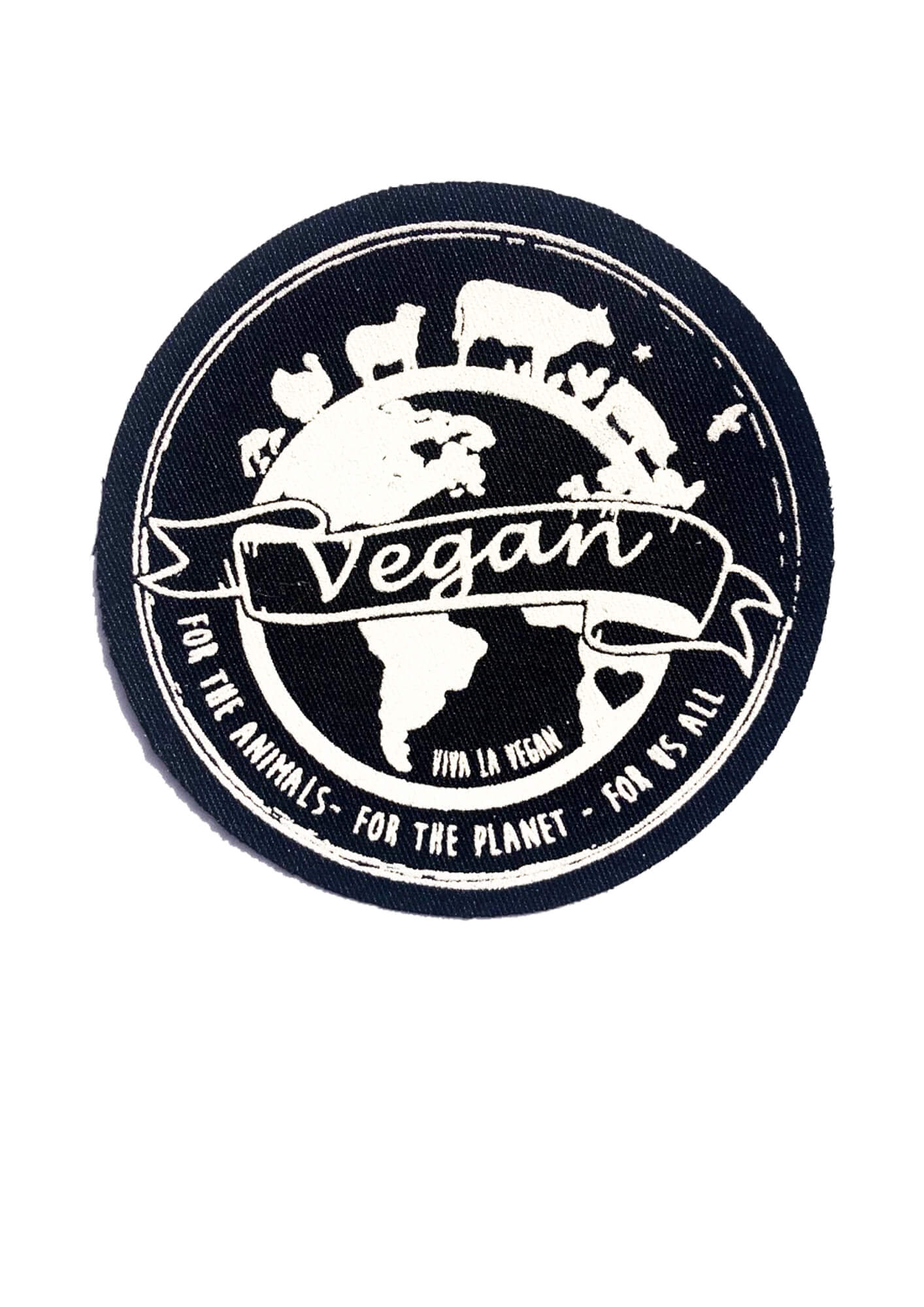 Printed Patch Round - Vegan For everything by eco ethical brand Viva La Vegan