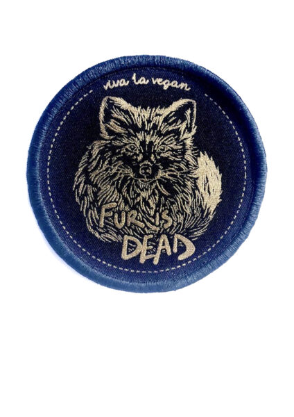 Fur is dead premium patch iron or sew on patch by eco ethical brand Viva La Vegan