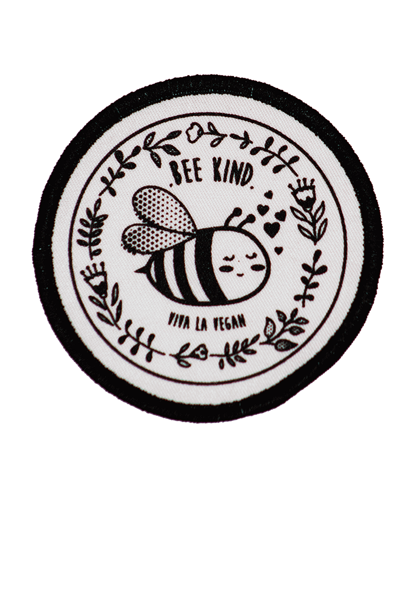 Premium Printed Patch Round - BEE NICE (iron on) by eco ethical brand Viva La Vegan