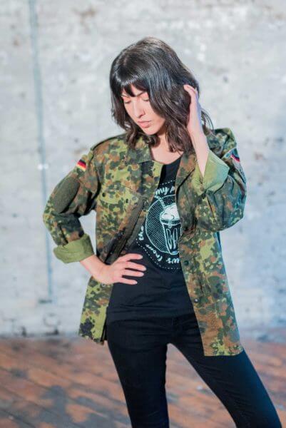 Reworked army surplus jacket by eco-ethicak brand Viva La Vegan