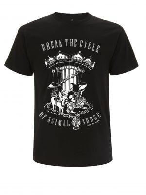 Unisex black Break the cycle t-shirt by eco-ethical brand Viva La Vegan