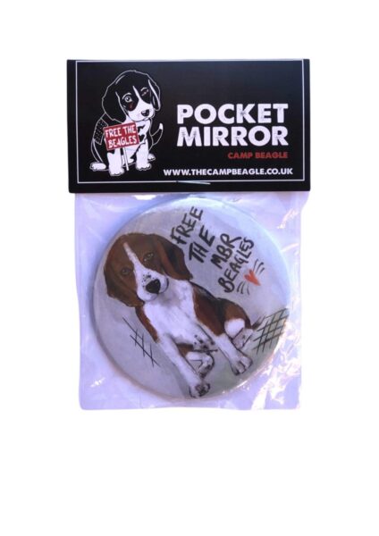 Painted beagle 76mm pocket mirror in packet By Viva La Vegan