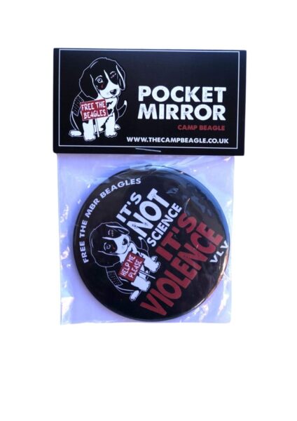 Its not science its violence 76mm pocket mirror in packet By Viva La Vegan