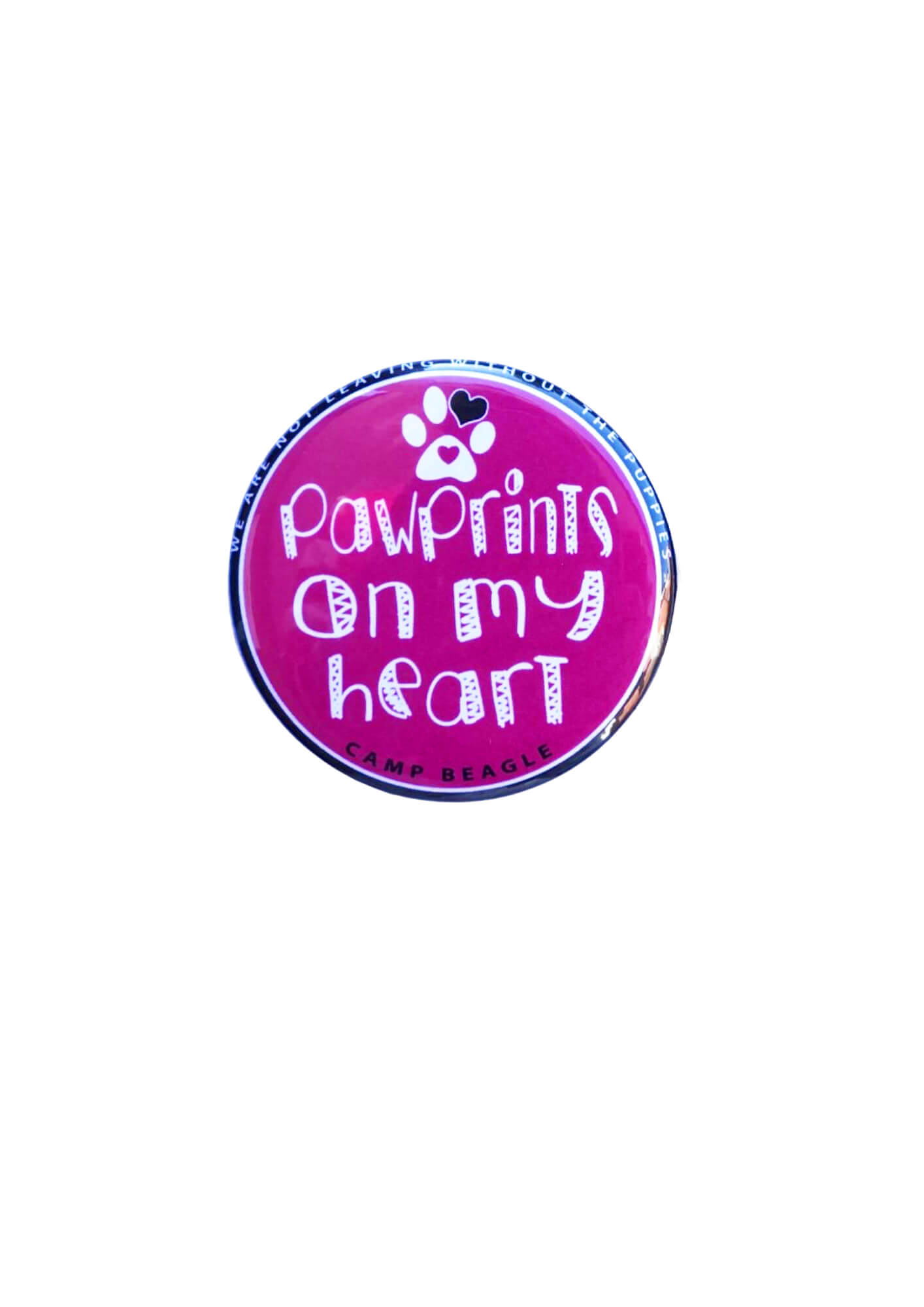 camp beagle fridge magnet, bright pink. Pawprints on my heart by Viva La Vegan