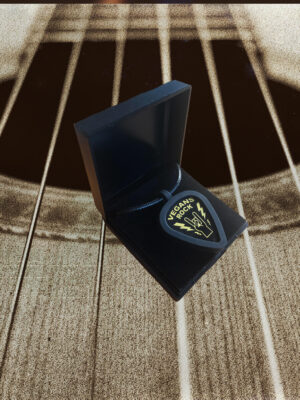 Vegan Plectrum necklace holder in a presentation box by eco-ethical brand Viva La Vegan