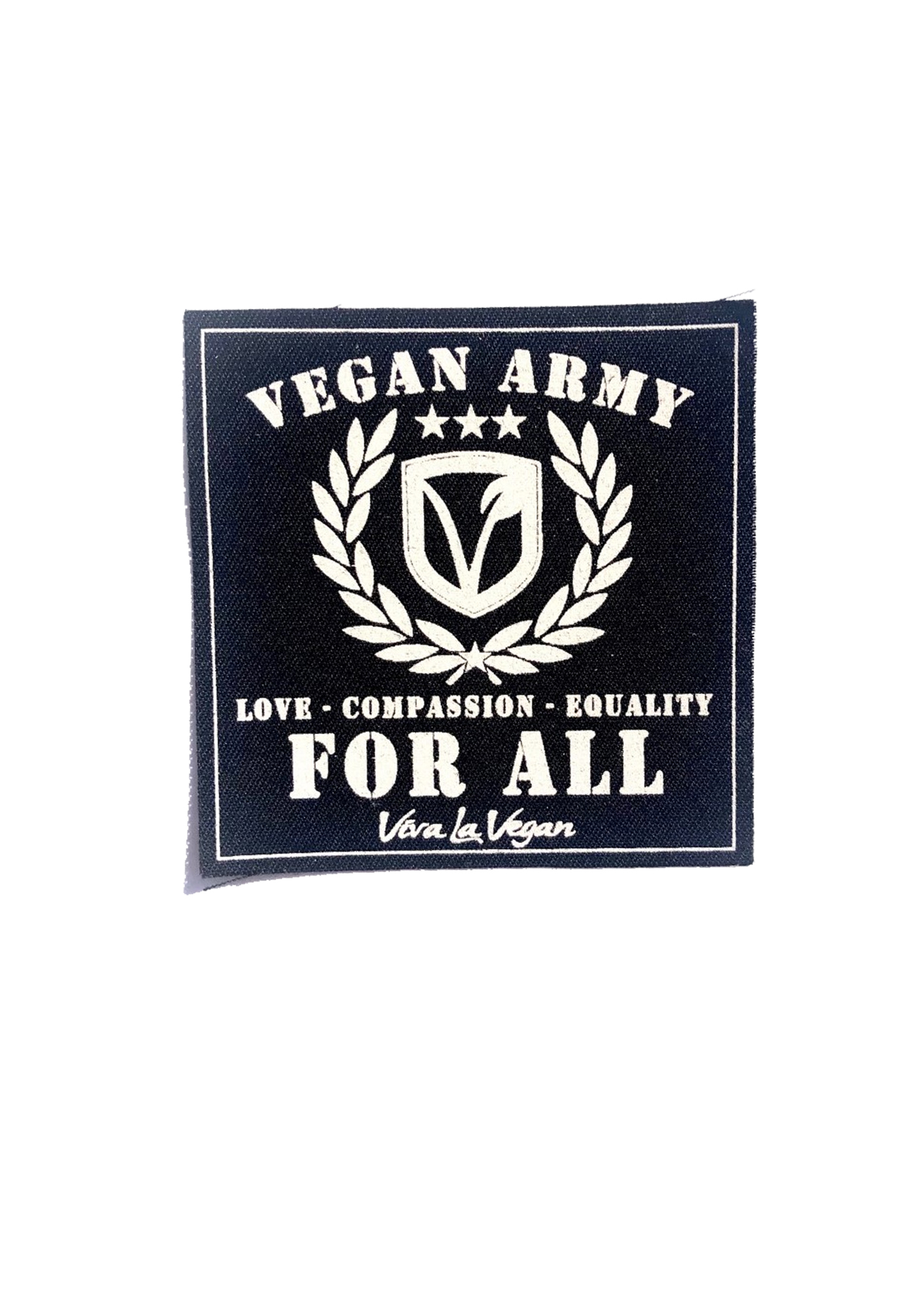 Vegan Army printed sew on patch by eco ethical brand Viva La Vegan